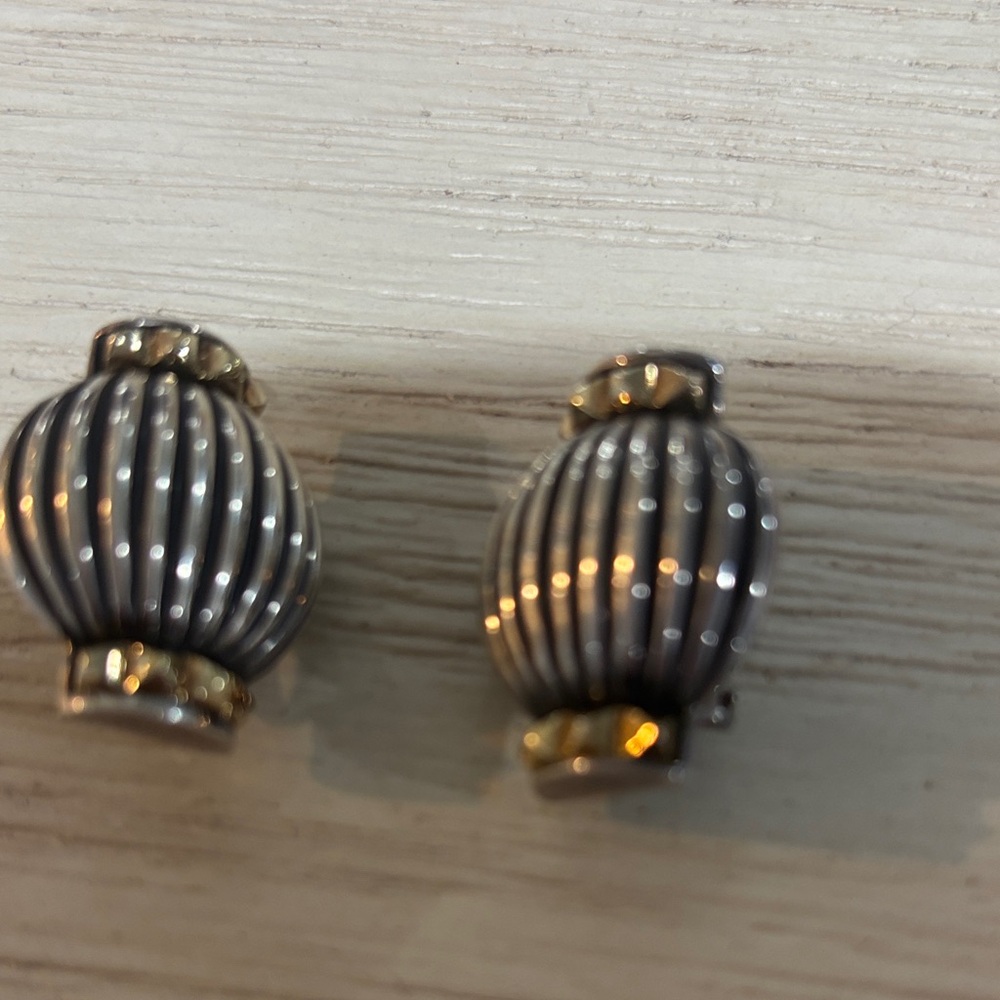 LAGOS Silver and Gold Striped Earrings